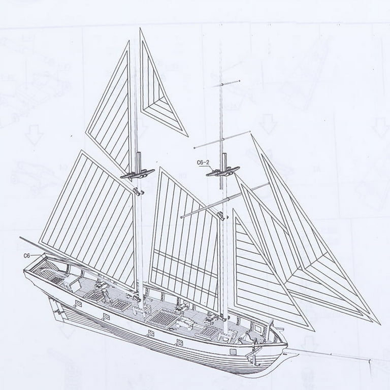 1:100 Halcon Wooden Sailing Boat Model DIY Kit Ship Assembly