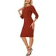 thumbnail image 4 of INSPIRE CHIC Vestido Vintage para Mujer de Manga 3/4, Vestidos Sheath para Trabajar XL Rojo Ladrillo, 4 of 6