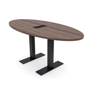 4 Person Oval Conference Table Metal T-Bases Data And Electric Module
