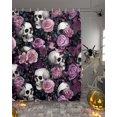 thumbnail image 2 of Shower Curtains for Bathroom-72"x84",Vintage Scary Skull Bone Flower Waterproof Bath Curtain Grommet Shower Curtain Set with Hooks,Halloween Pink Floral Washable Bath Accessories, 2 of 6