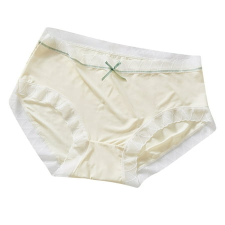 Jgppe Womens Everyday Underwear Seamless Mid Waist Lace Trim Breathable Soft Bikini Panty Cute Briefs for Ladies