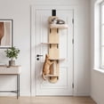 thumbnail image 4 of Gymax Door Hanging Cat Climber w/Plush Bed Scratching Post Carpeted Jumping Platforms Beige, 4 of 10