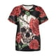thumbnail image 4 of Moda mujer manga corta 3D cráneo impreso o-cuello Tops camiseta blusa Pompotops hkajfhjk457467, 4 of 7