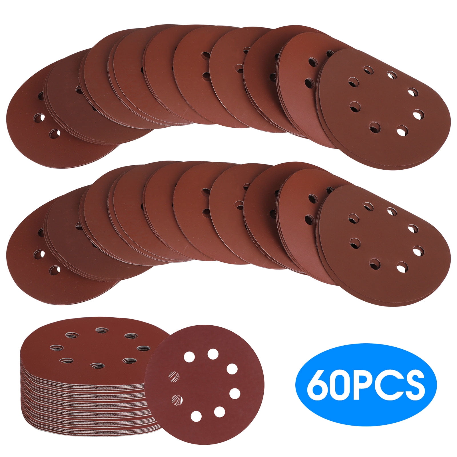 TSV 5Inch Sanding Disc, 8Hole Sanding Disc Sandpaper Hook Loop, 60