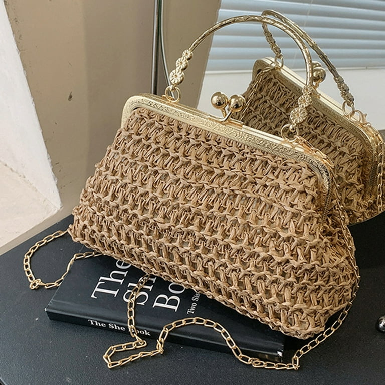 Fashion Women Weave Handbags Brand Straw Shell Bags Clutch