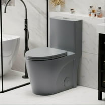 One-Piece Toilet for Bathrooms,Modern Toilet Elongated Bowl with Soft Close Seat,1.1/1.6 GPF,Gray