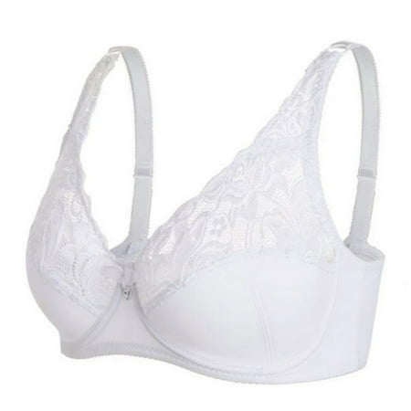 

Spdoo Women s Lace Plunge Bra Unlined Underwire Bralette Plus Size 3/4 Cups White 40D