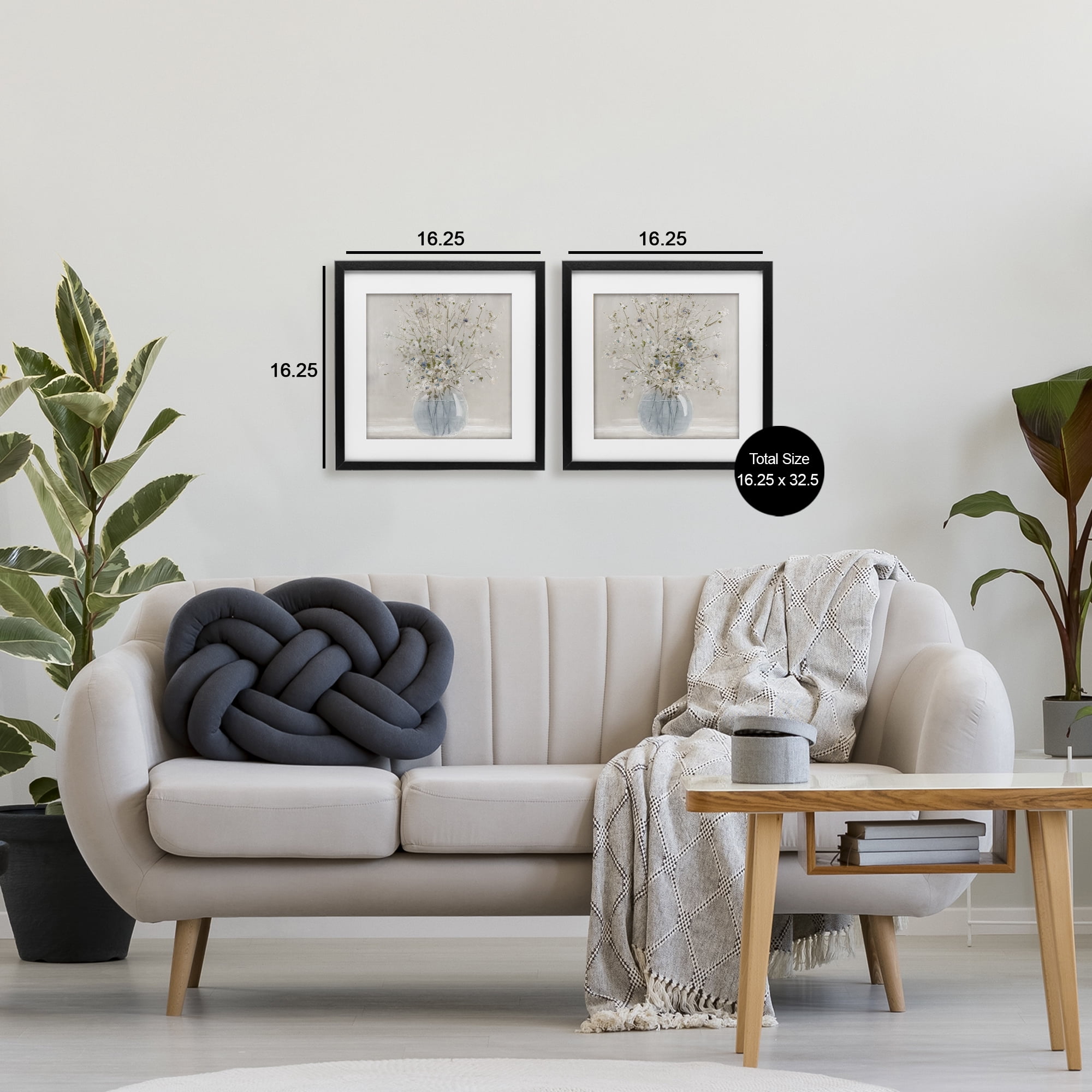 Stupell Industries Delicate Glass Vase Bouquet 2 Piece Black Framed Print Under Glass Set, design by Carol Robinson