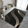 thumbnail image 3 of Modern Black Minimalist Indoor Rug, Luxurious Luxury Golden Curved Lines Retro Bedroom Rug, Carpet Mat Machine Washable Soft and Comfortable Apply to Home Decor Entryway Hallway,5ft x 6ft, 3 of 6