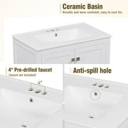 30 Bathroom Vanity with Single Sink, Combo Cabinet Undermount Sink, Bathroom Storage Cabinet with 2 Doors and a Drawer, Soft Closing, Multifunctional Storage, Solid Wood Frame, White