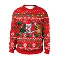 thumbnail image 1 of Jerseys navideños para hombres, suéter de cuello redondo con estampado 3D de reno, ropa superior para pareja, sudaderas de fiesta navideña, 1 of 4