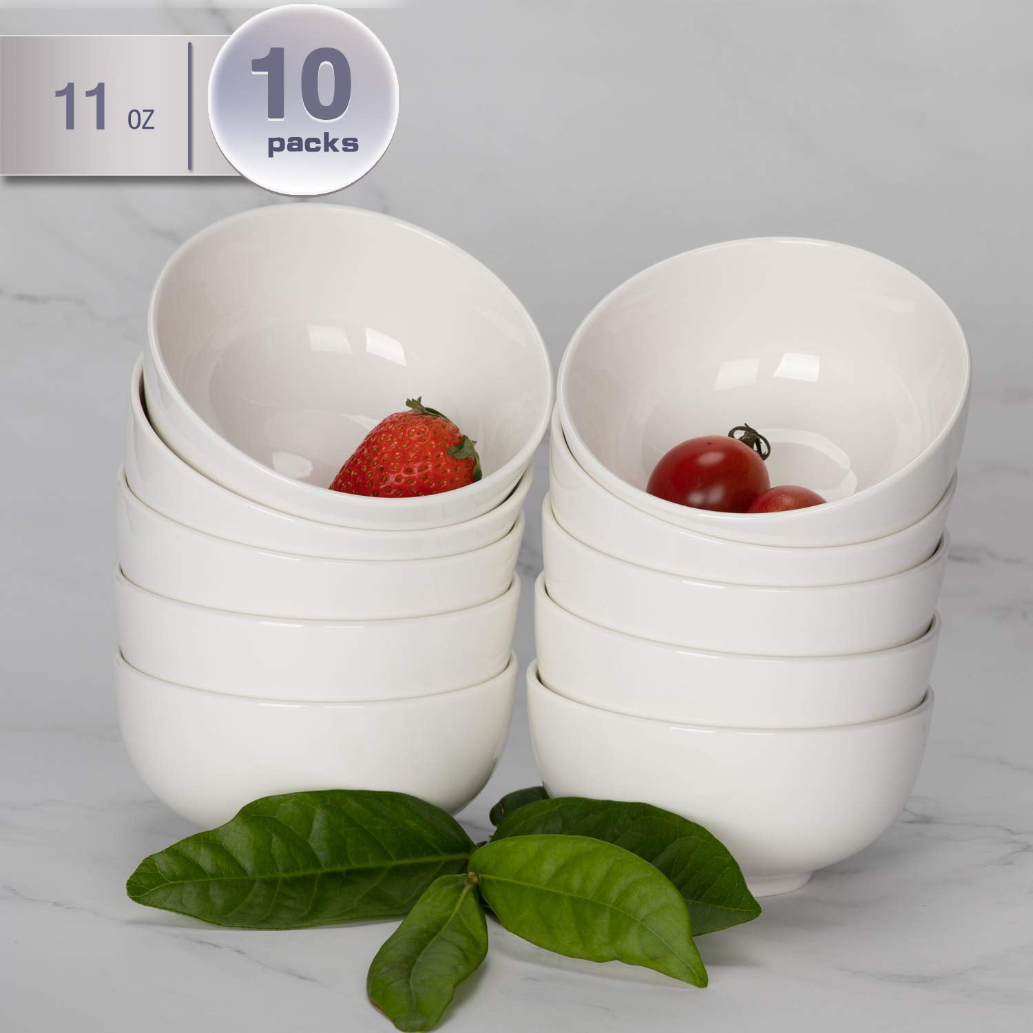 Ice Cream Set of 10 Soup and Fruit amHomel 4.5 inch Embossed Texture Porcelain Round Bowl Set 12 Ounce for Rice White Cereal 