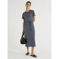 thumbnail image 3 of Time and Tru Women's Belted Knit Dress with Side Slits, Sizes XS-XXXL, 3 of 7