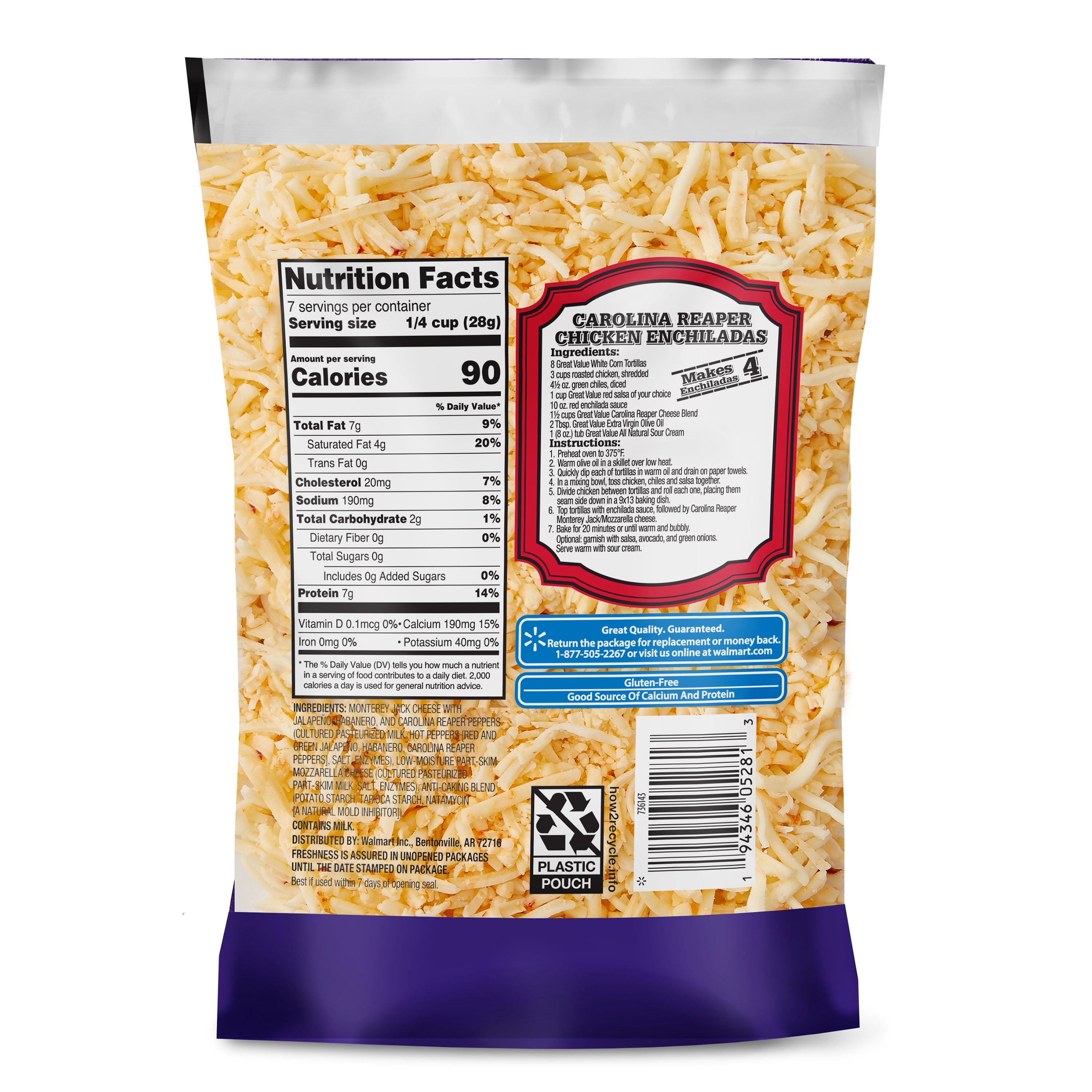 Great Value Shredded Caroline Reaper Blend Cheese, 7 oz