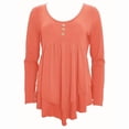 thumbnail image 2 of ZOELNIC Womens Casual Long Sleeve T-Shirt Solid Color Round Neck Layered Button Front Tunic Tops, 2XL, 2 of 5