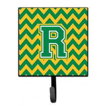 Letter R Chevron Green and Gold Leash or Key Holder