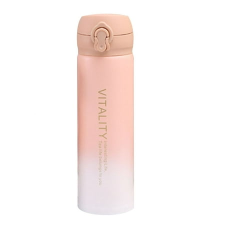 

500ml Simple Portable large Capacity Nordic Gradient Water Bottle Thermal Mug Vacuum Cup Vacuum Flasks PINK