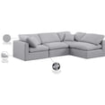 thumbnail image 2 of Meridian Furniture Indulge 129" Linen Fabric L-Shaped Modular Sectional in Gray, 2 of 7