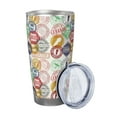 thumbnail image 2 of Fotbe Travel Stamp Pattern 20 oz Tumbler Stainless Steel Vacuum Insulated Coffee Ice Cup Double Wall Travel Flask Leak-proof Coffee Cup-Straw Two-piece Set, 2 of 8