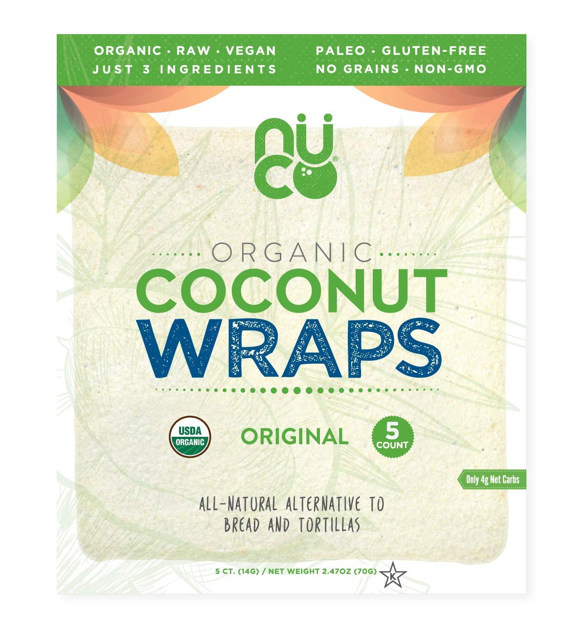 Nuco Organic Coconut Wraps Original 5 Wraps