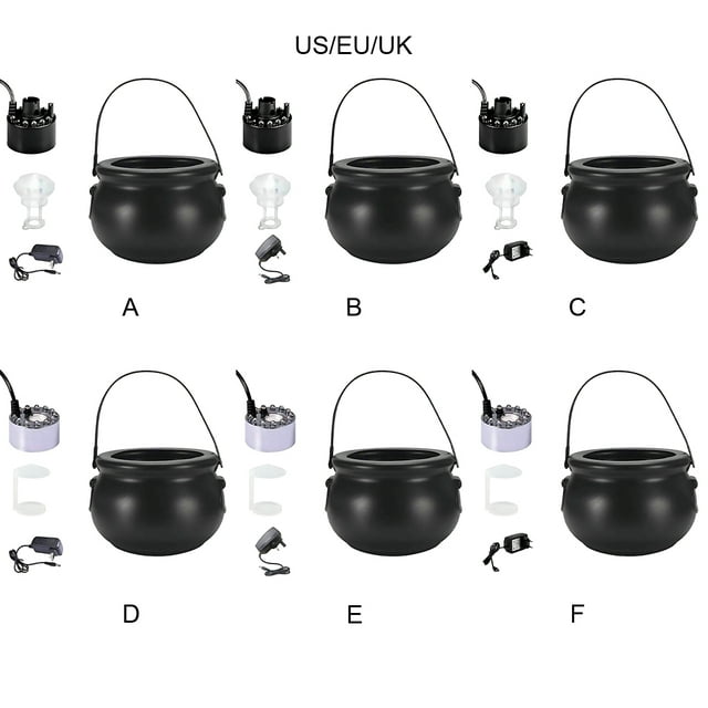 stanreset Halloween Witch Cauldrons Fog Maker Spooky Mist Effect Wide Application Safe To Festive Decorations black US Plug 1Set