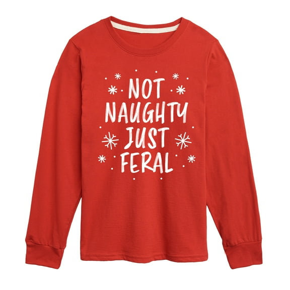 Instant Message - Not Naughty Just Feral - Youth Long Sleeve Graphic T-shirt