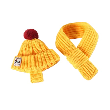 2Pieces Knitted Doggies Scarf and Hat Set Dog Costumes Accessories for Pupies Dogs Cats Fall Winter Pet Outfits Gift