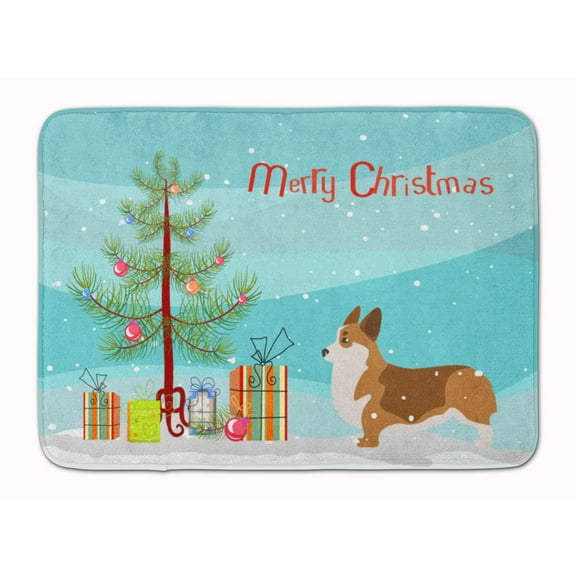 Corgi Merry Christmas Tree Machine Washable Memory Foam Mat