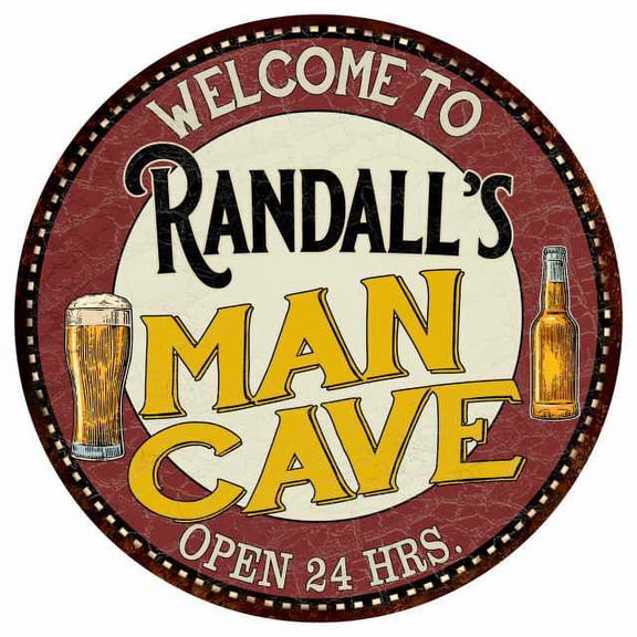 Randall's Man Cave 12" Round Metal Sign Kitchen Bar Wall Décor 200120035429