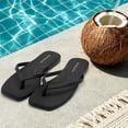 thumbnail image 2 of Womens Square Flip Flops, Patent Leather Flat Sandals with Memory Foam Insole, Non-Slip Lightweight Minimalist Open Toe Summer Vacation Dressy Beach Essentials Slippers, 2 of 7