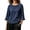 Navy, variant on Tops for Women 3/4 Sleeve Round Neck Ruffle Side Drawstring Ruched Textured Casual Summer Blouse
