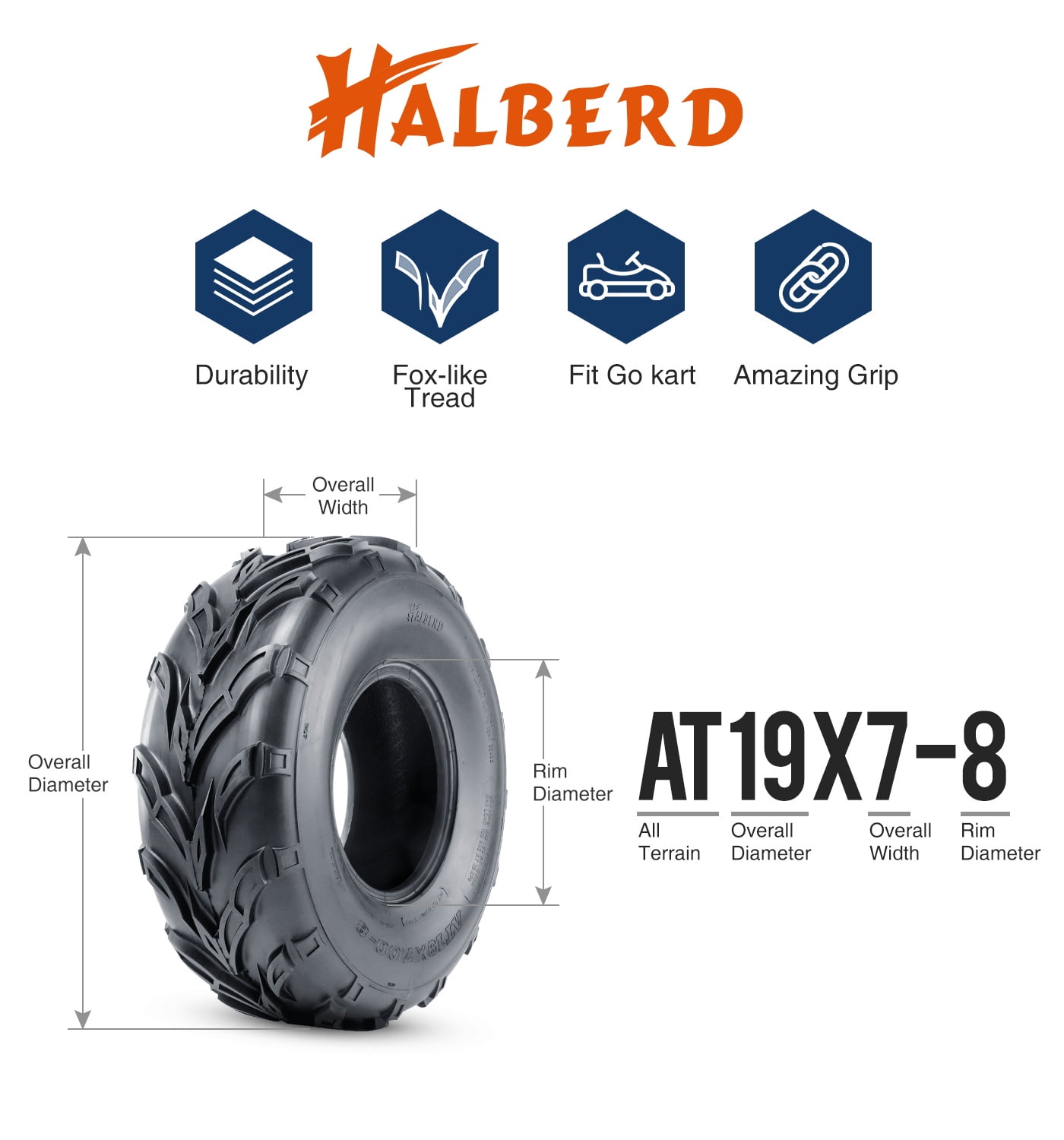 19x78 4 Ply Sport ATV Tires, 19x7x8 Mini Bike Tires ATV UTV OffRoad