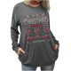 thumbnail image 1 of Camiseta de manga larga con cuello redondo y costuras de colores contrastantes para mujer Pompotops gfhjh3771, 1 of 4