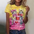 thumbnail image 2 of Xdegoge Womens Valentines Top Short Sleeve Crew Neck Pullover Cute Playful Valentine Prints Tops Casual Loose Plus Size Pullovers, 2 of 6
