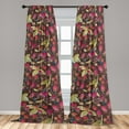 thumbnail image 2 of Nature Window Curtains, Summer Concept Continuous Strawberries and Leaves Hand-Drawn Pattern, Lightweight Decor 2-Panel Set with Rod Pocket, Pair of - 28"x95", Hot Pink Khaki and Green, by Ambesonne, 2 of 3