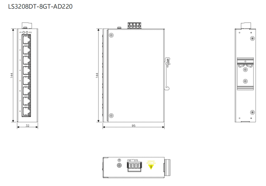 Industrial 8-Port Gigabit DIN-Rail Unmanaged Ethernet Switch AC/DC