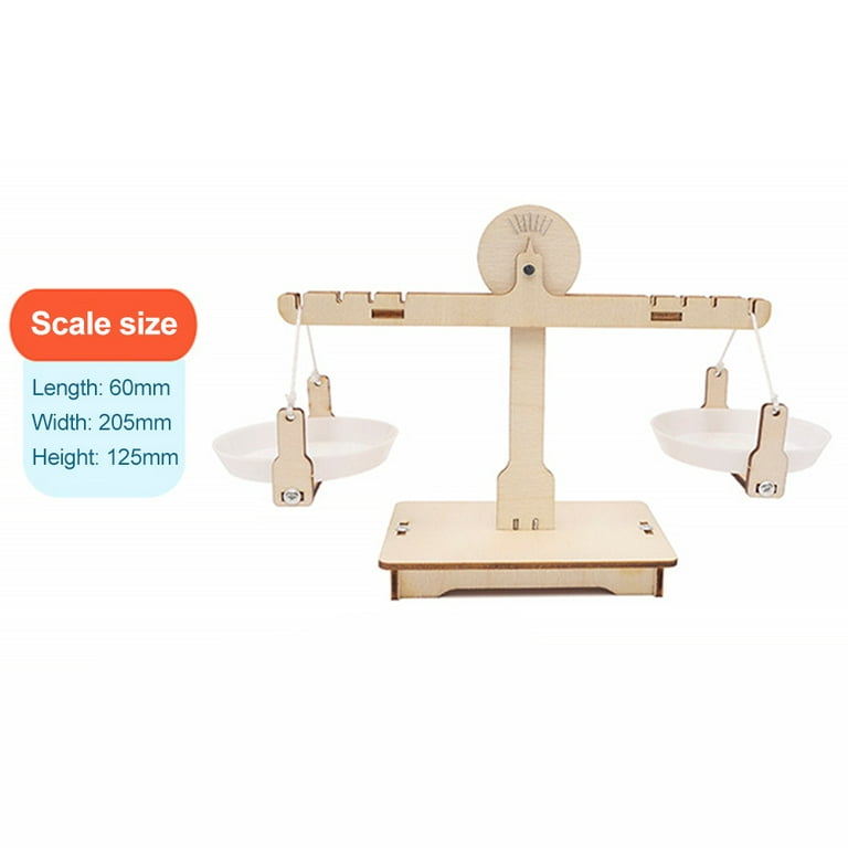 Machinehome Small Wooden Balance Scale and 6 Weights Kids Math Early  Educational Steelyard Baby Balancing Training Toy