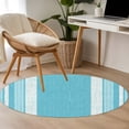 thumbnail image 6 of Vintage Cyan Blue Striped Round Rug 4ft Washable Circle Entryway Rugs Non Slip Farmhouse Modern Stripes Boho Area Rug Indoor Floor Carpet for Bedroom Kitchen Living Room Office Dining Room Nursery, 6 of 9