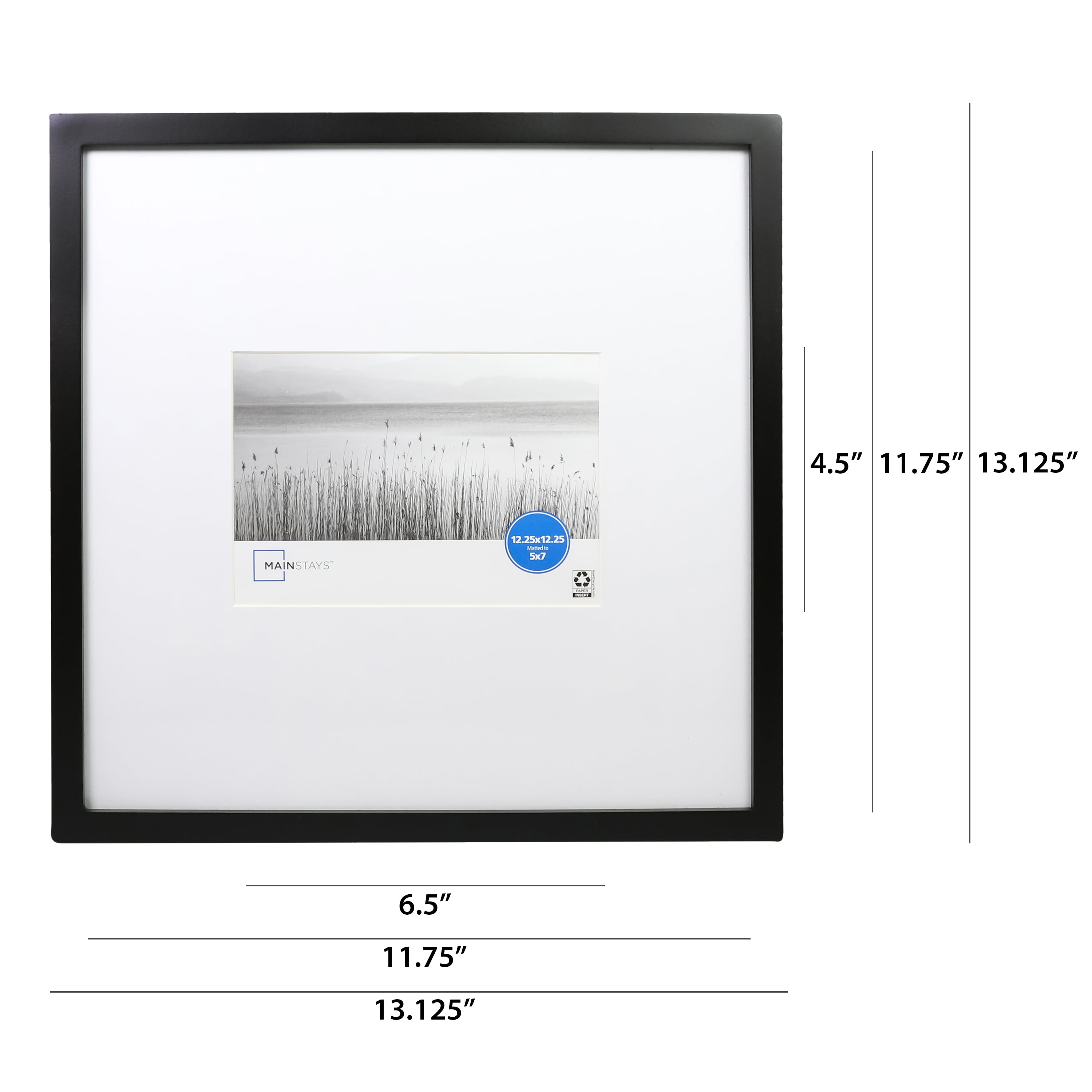 Mainstays - 5x7 Picture Frame - Black Matted Gallery Linear Program Wall Photo Frame, Set of 3
