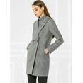 thumbnail image 4 of Unique Bargains Women's Double Breasted Lapel Raglan Long Sleeve Mid Length Overcoat, 4 of 4