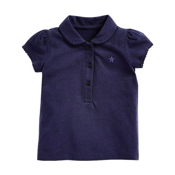 JLFKNG Toddler Baby Girls Tee Shirts Breathable Loose Fit Casual Short Sleeve Polo Tee Shirt Tops Turndown Collar Simple Solid Color Comfortable Child'S Blouse Tops