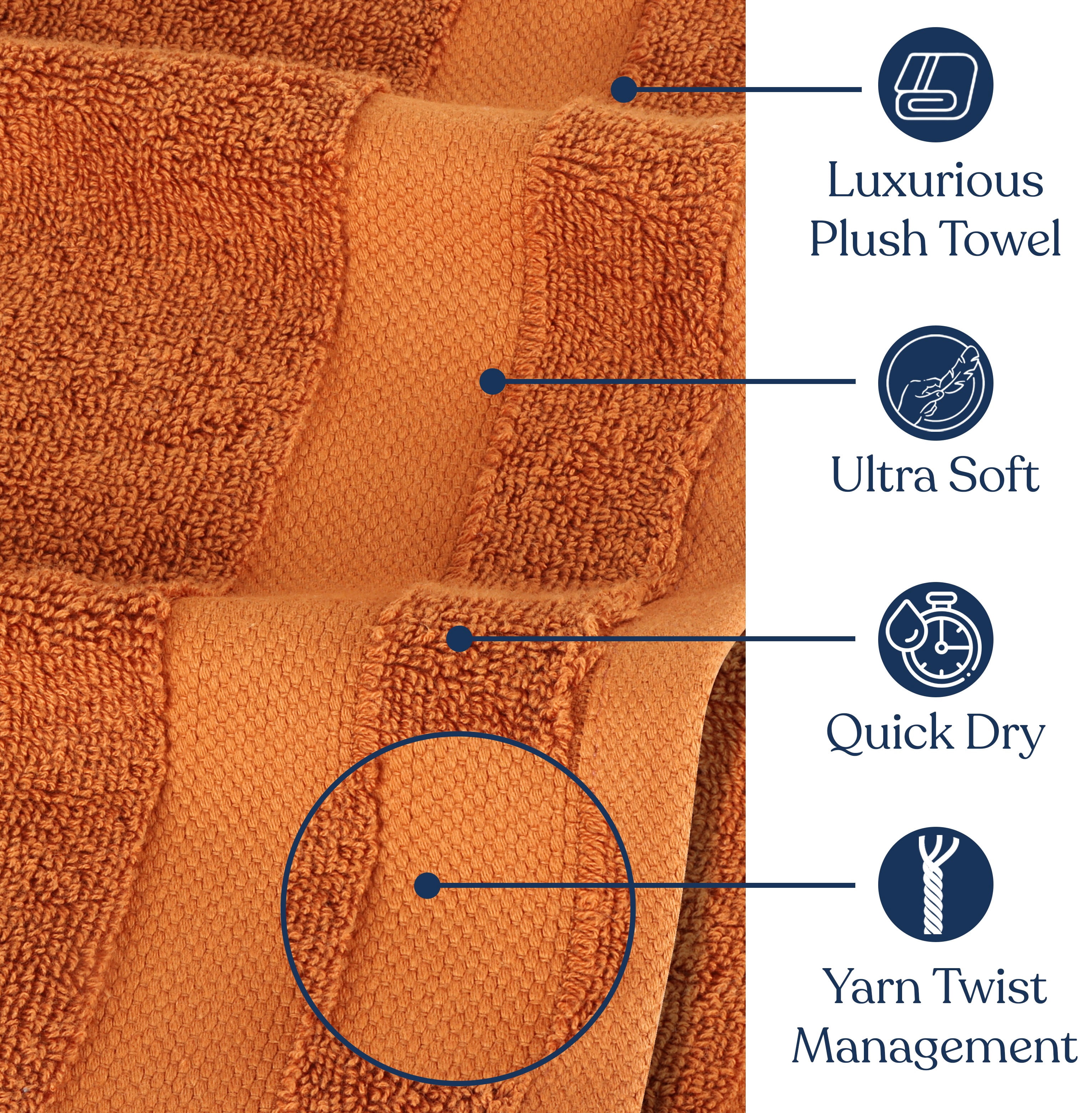 Delara Organic Cotton Plush Bath Towel Pack of 4, GOTS & OEKO-TEX Certified, Premium Feather Touch Technology Towels, 650 GSM Long Staple, Ultra-Absorbent, 30"x58"