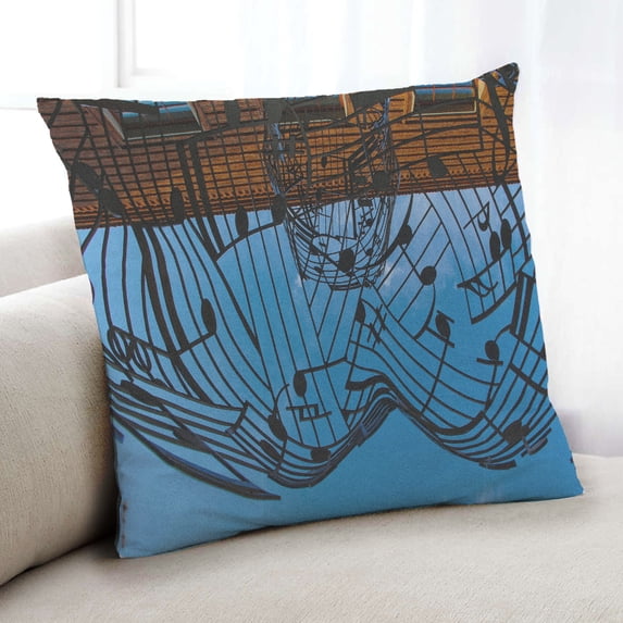 Ahgly Company Music Notes Indoor Throw Pillow, 18 inch by 18 inch