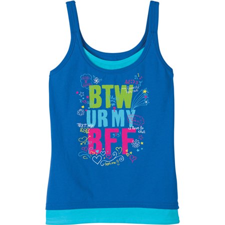 Hanes Girls' Spot Print Layered Tank