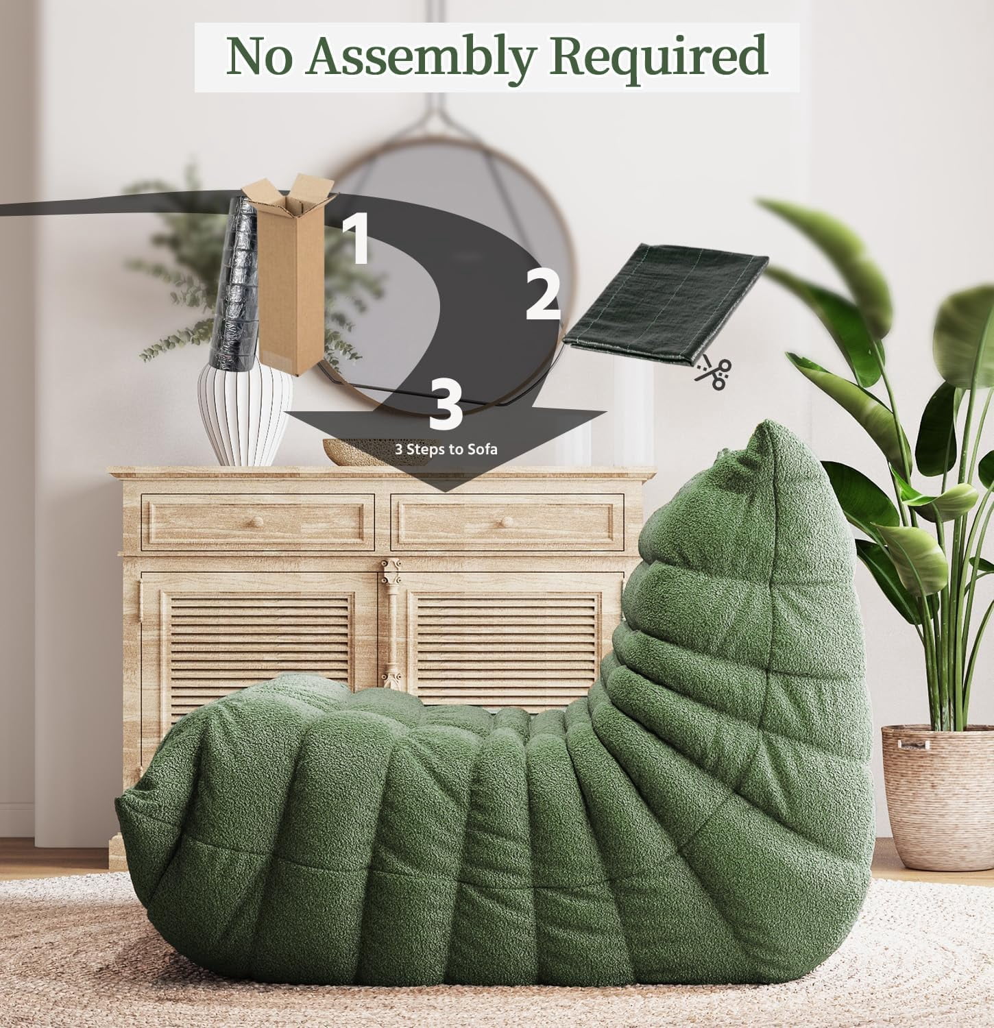 Oversized Bean Bag Chairs for Adults, Giant Beanbag Chair with Memory Foam, Comfy Lounge Chair Lazy Sofa for Apartment, Living Room, Bedroom, Office(Teddy Fabric)