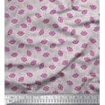 thumbnail image 1 of Soimoi Gray Silk Fabric Monster Lips & Teeth Face Decor Fabric Printed Yard 42 Inch Wide, 1 of 3