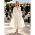 thumbnail image 2 of Women's High Waisted Floral Lace Midi Skirt Elegant A-Line Flared Tea Length Bottom for Bridal Shower Wedding Guest and Brunch, 2 of 8