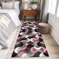 thumbnail image 3 of Pink Black Wavy Runner Rugs 2x6 ft Medieval Abstract White Grey Pink Black Texture Washable Hallway Rugs Non-Slip Floor Mats Absorbent Carpet Bedside Runners for Bedroom Kitchen Bathroom Laundry Room, 3 of 9