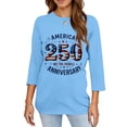 thumbnail image 5 of KDDYLITQ 250th Anniversary Independence Day Tshirt for Women July 4th American Flag Crew Neck Tees 4th July National Flag Print Liberty Tops Red White and Blue Fashion 3/4 Sleeve T-Shirts Blue 2XL, 5 of 6