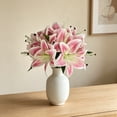 thumbnail image 3 of Pink Artificial Lily Flowers Bouquet for Vase, Tiger Lilies Lily Stems, Realistic Wedding Centerpiece Home Party Garden Decoration Indoor Outdoor Table Arrangement, 3 of 5